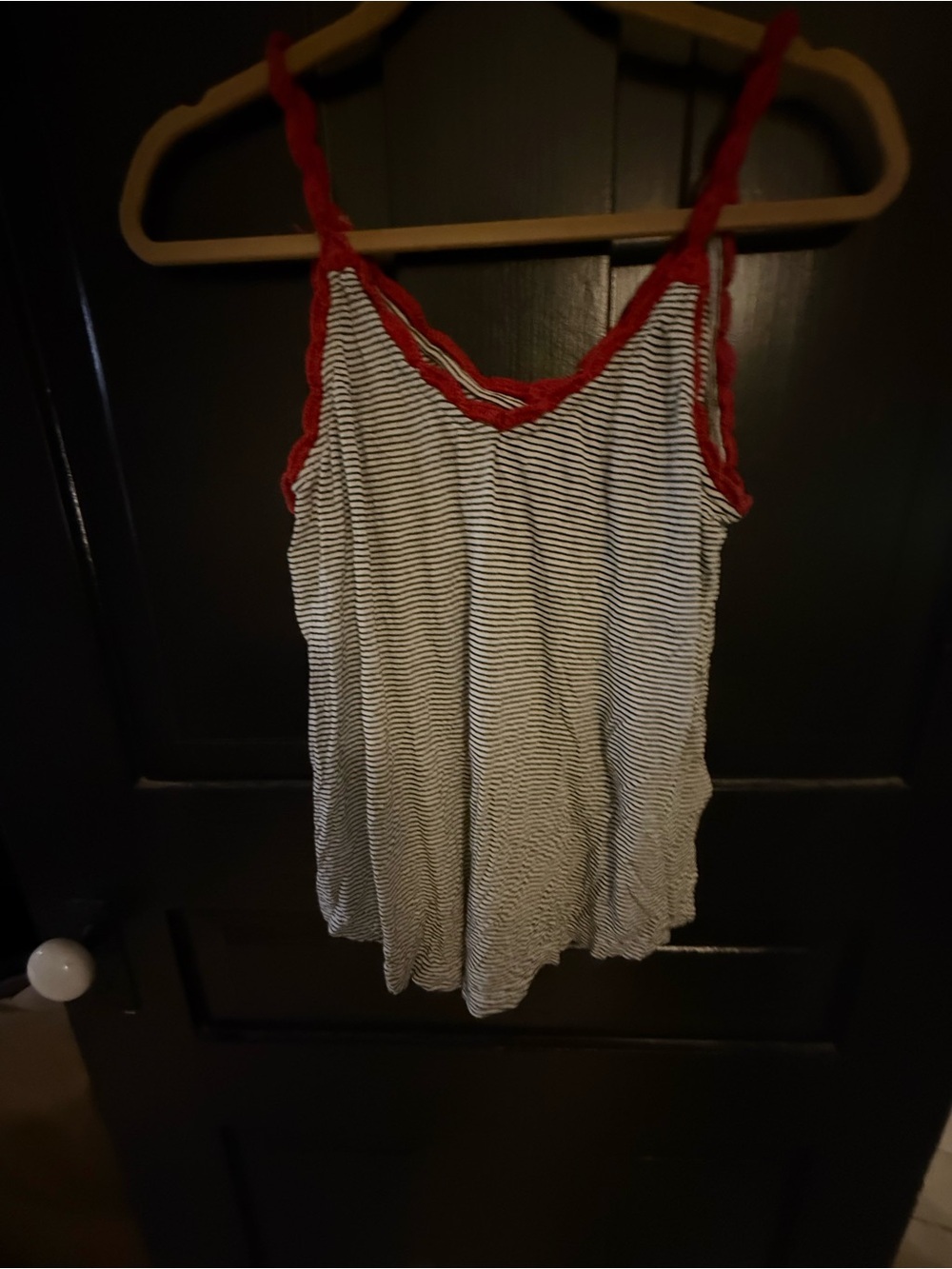 Anthropologie Striped Tank with Red Trim